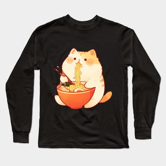 Slurping Purring Noodles Long Sleeve T-Shirt by Eine Creations